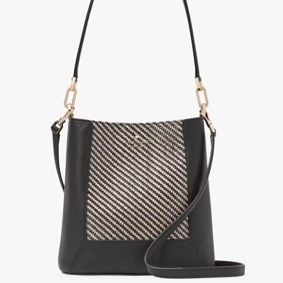 Kate Spade Knott Woven Leather Black and Cream Shoulder Bag
